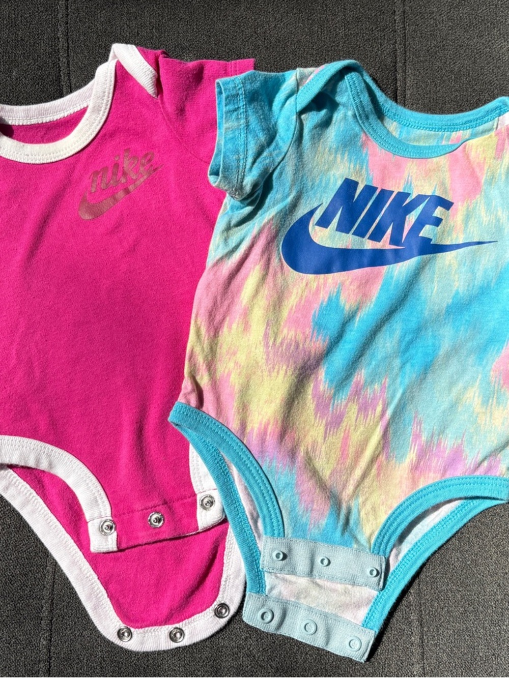 Nike Baby Girl Onesie Set 3M Pink Logo Tie Dye Bodysuit Bundle